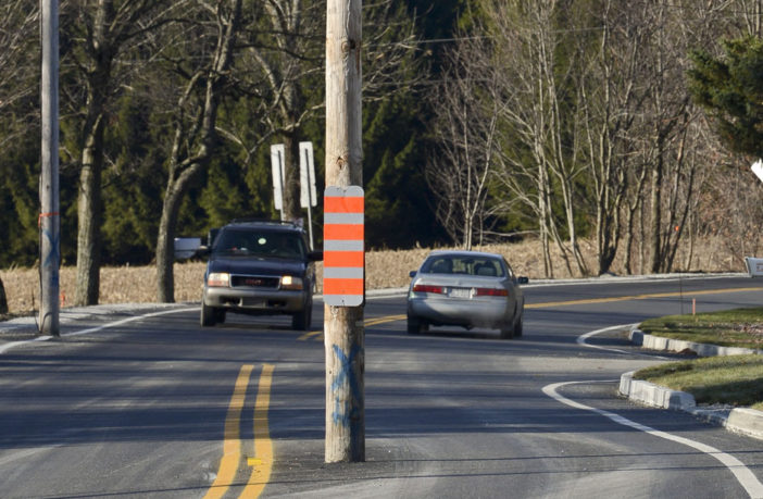 pole in the middle of the road